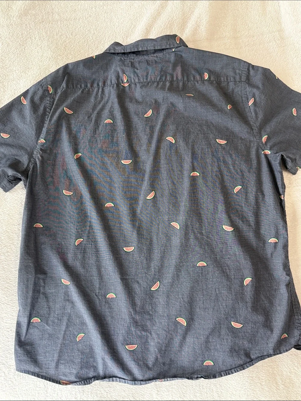 🍉Banana Republic Blue Short-Sleeve Button-Down Shirt with Watermelon Print